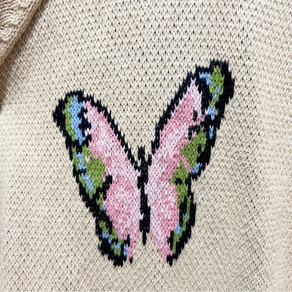 Felt For Every Living Thing Web Knit Sweater Size Large Butterfly Cardigan - Picture 9 of 16